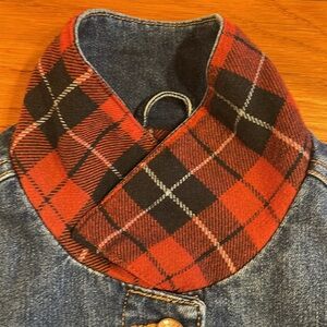 PARASUCO M blue denim lined lumberjack check denim barn jacket pockets